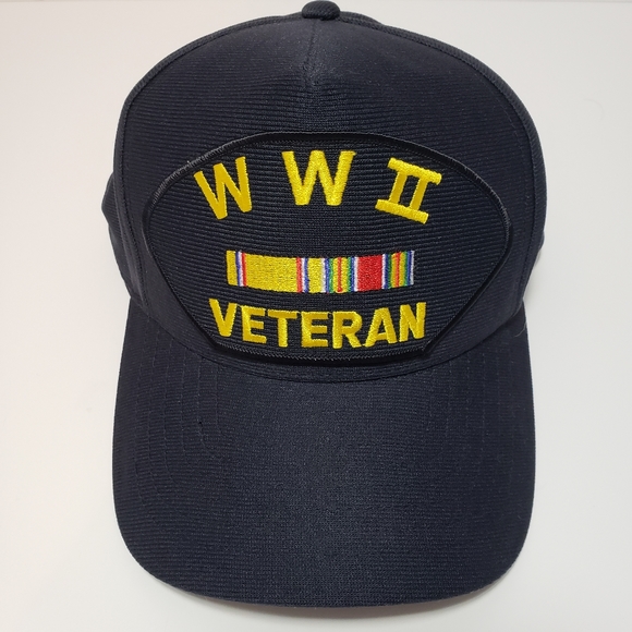 VTG World War II Veteran Baseball Cap Hat Made in the USA Adjustable - Picture 1 of 10